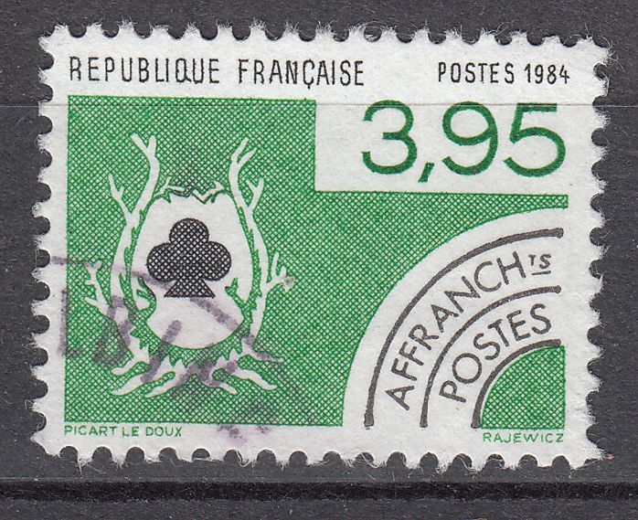 FRANCE TIMBRE PREOBLITERE OBL N 185 CARTE A JOUER TREFLE 123554829924