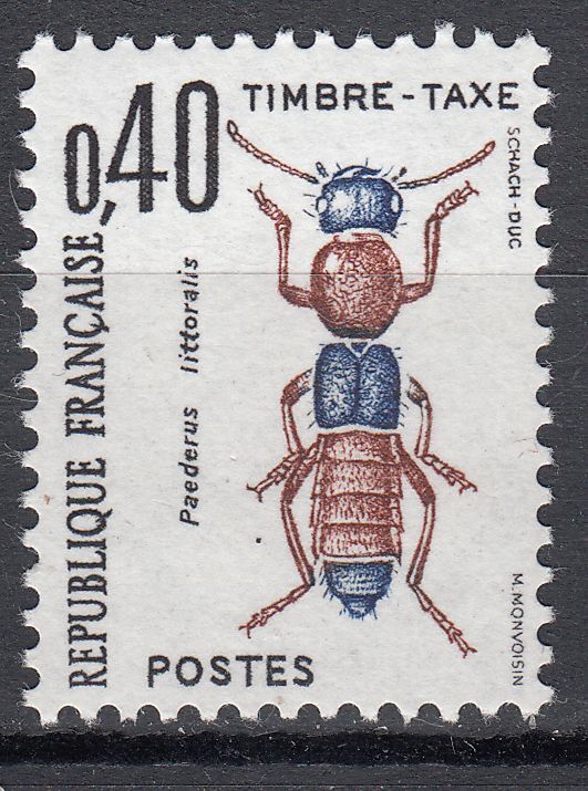 FRANCE TIMBRE TAXE NEUF N 110 INSECT PAEDURUS LITTORALIS 401248892204