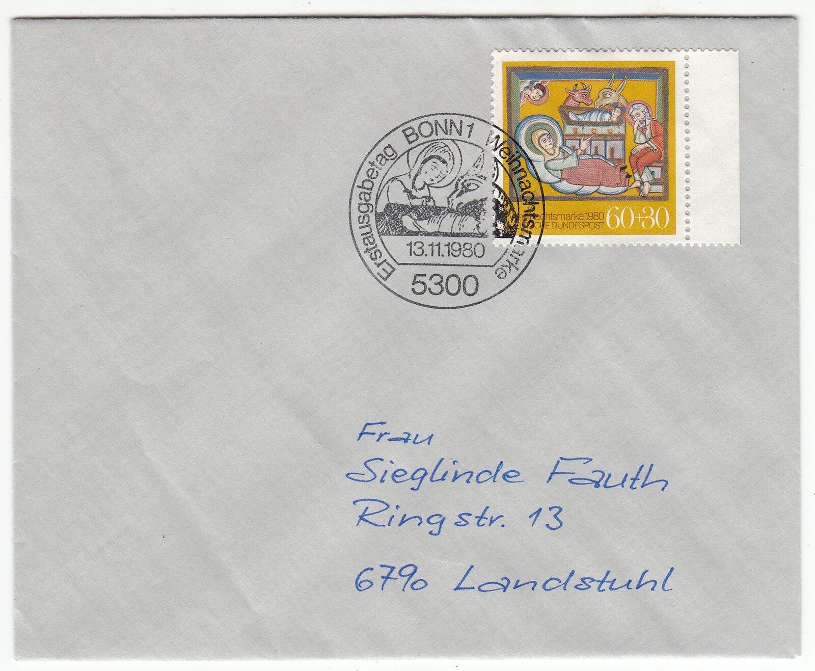 LETTRE COMMEMORATIVE ALLEMAGNE TIMBRE N 912 NOEL MANUSCRIT RELIGIEUX 12 S 121889028614