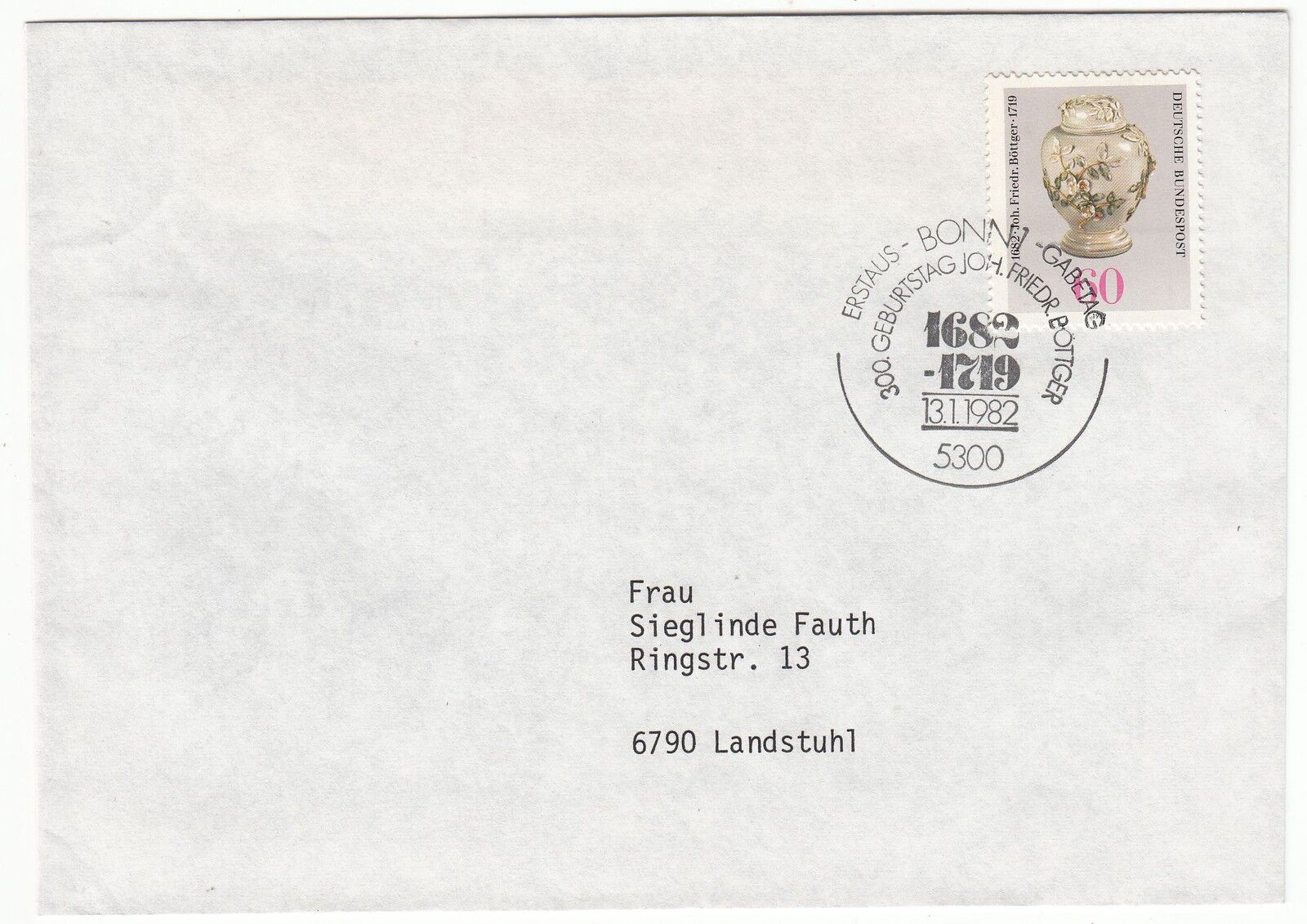 LETTRE COMMEMORATIVE ALLEMAGNE TIMBRE N 950 JOHAM FRIEDRICH BOTTGER 401068387114