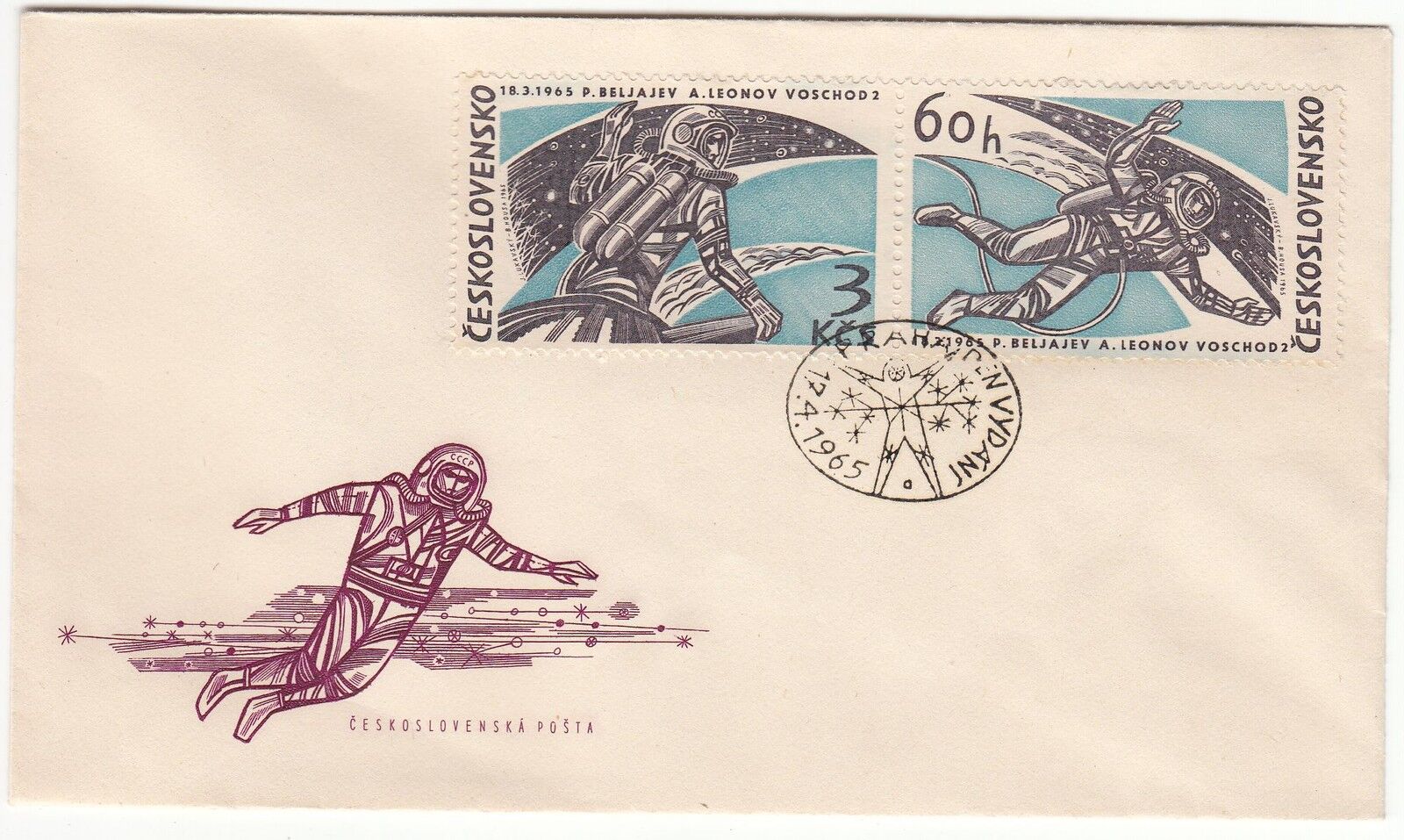 LETTRE FDC TCHECOSLOVAQUIE THEME ESPACE 1965 121983945234