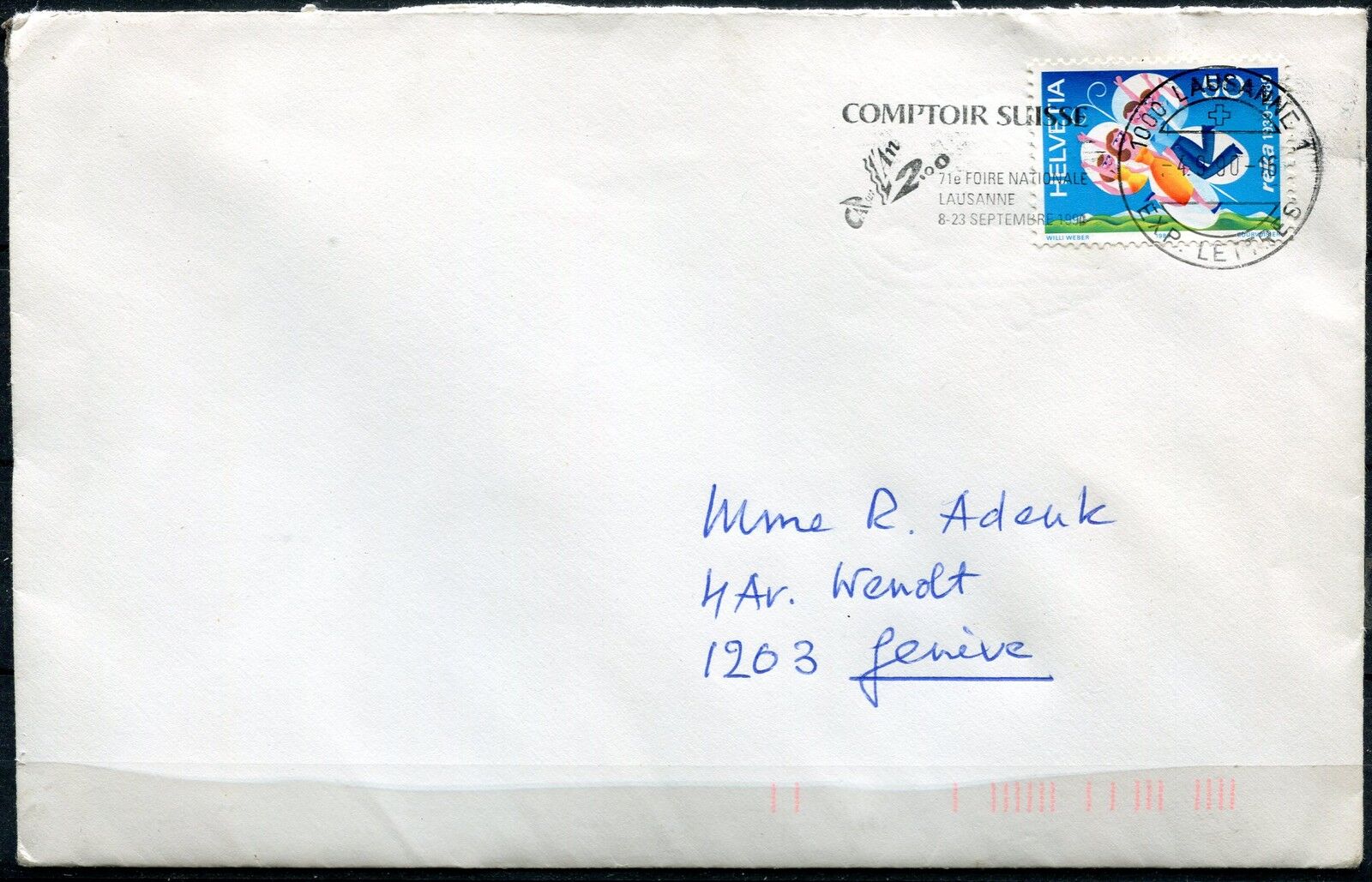 LETTRE LAUSANNE POUR GENEVE 1990 SUISSE FLAMME 400328780394