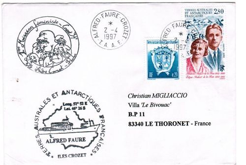 LETTRE TAAF ALFRED FAURE CROZET A THORONET 1997 110618859664