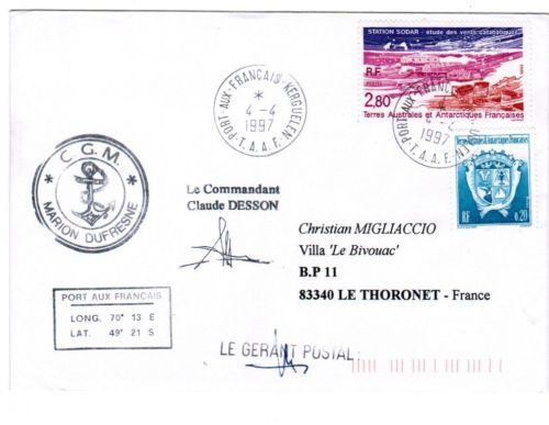 LETTRE TAFF PORT AUX FRANCAIS KERGUE A THORONET 1997 120654606614