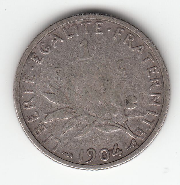 MONNAIE 1 FRANC SEMEUSE EN ARGENT 1904 SYLVER COIN 121634368704