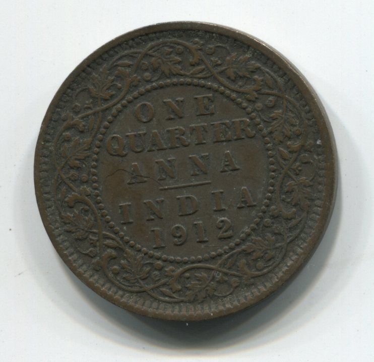 MONNAIE ONE QUARTER ANNA 1912 INDE INDIA COIN GEORGES V KING EMPEROR 120892169084