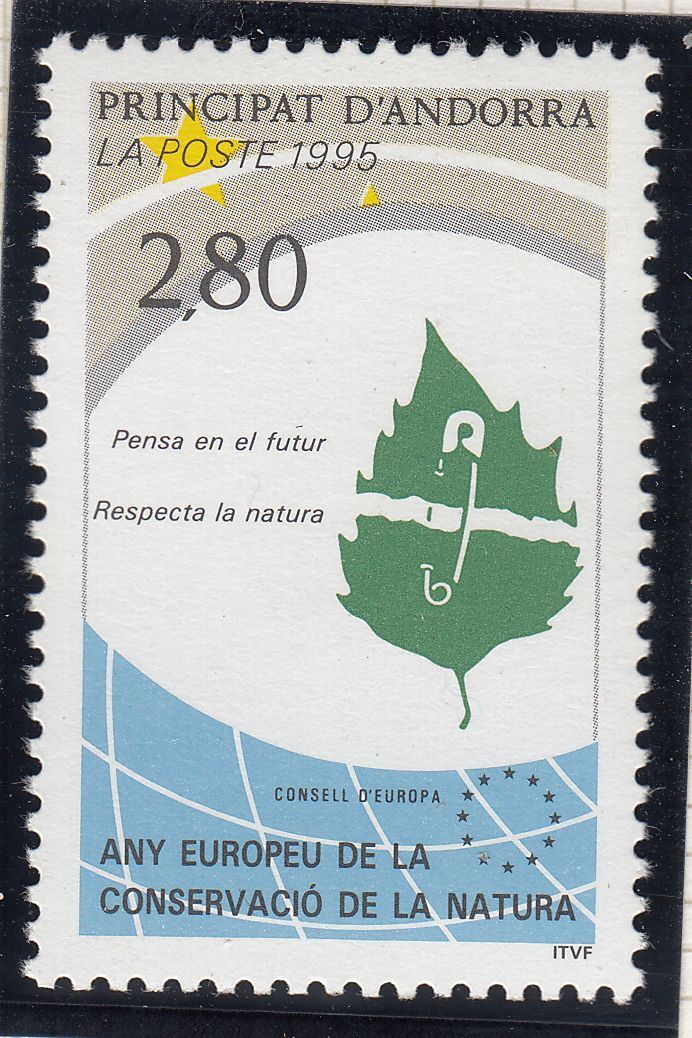 TIMBRE ANDORRE FRANCE NEUF N 454 LOGO CONSERVATION DE LA NATURE 122275659434