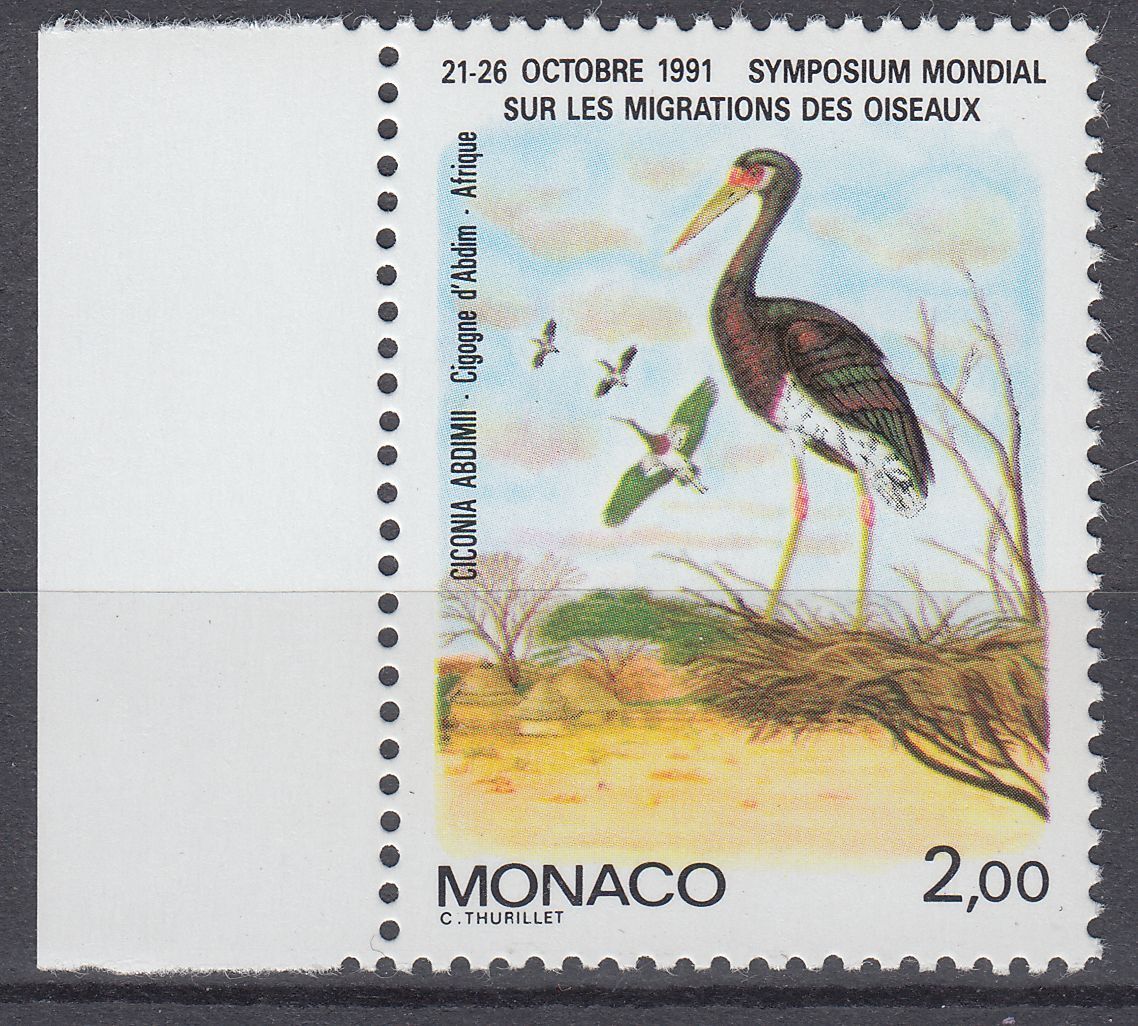 TIMBRE MONACO NEUF N 1754 OISEAU CIGOGNE D ABDIM AFRIQUE 401650829844