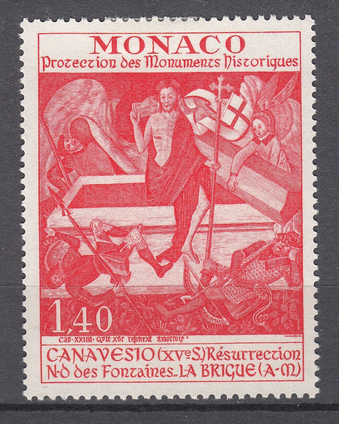 TIMBRE MONACO NEUF N 908 MONUMENTS HISTORIQUE RESURRECTION 123333875494