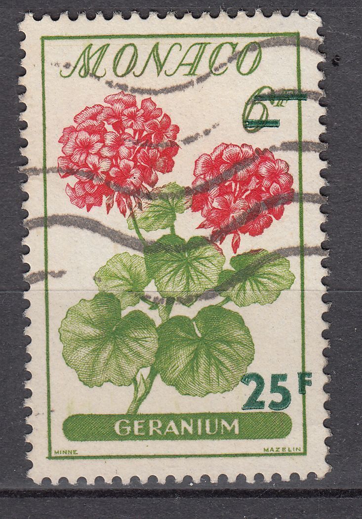 TIMBRE MONACO OBL N 518 FLEURS GERANIUM 123489470994