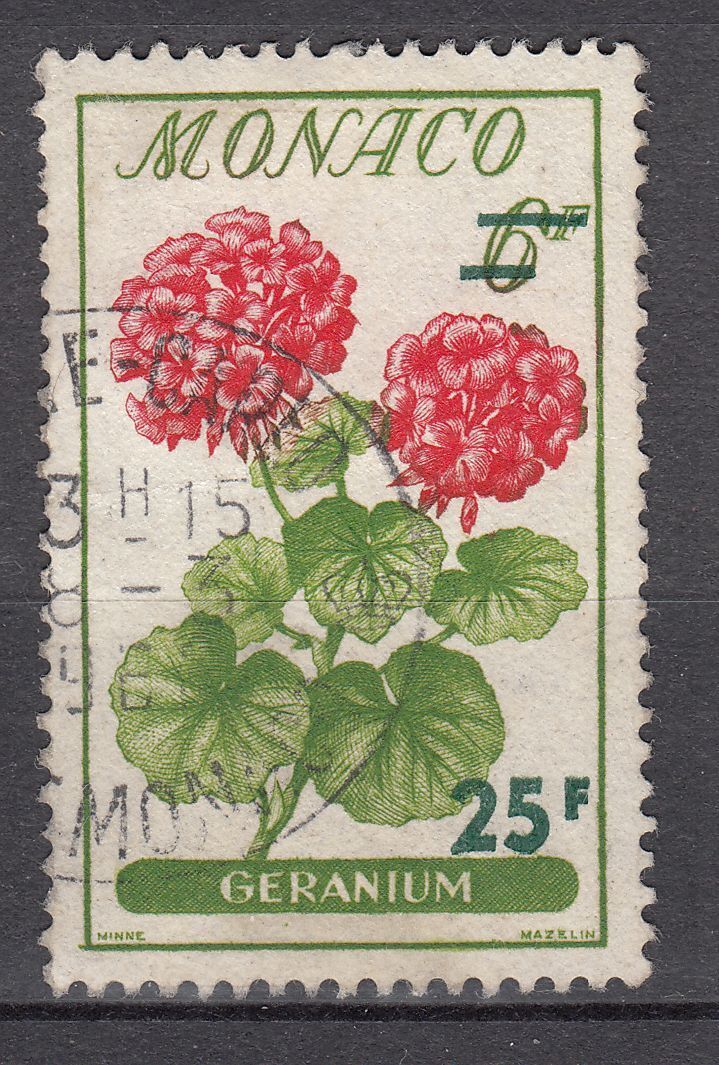 TIMBRE MONACO OBL N 518 FLEURS GERANIUM 401635175534