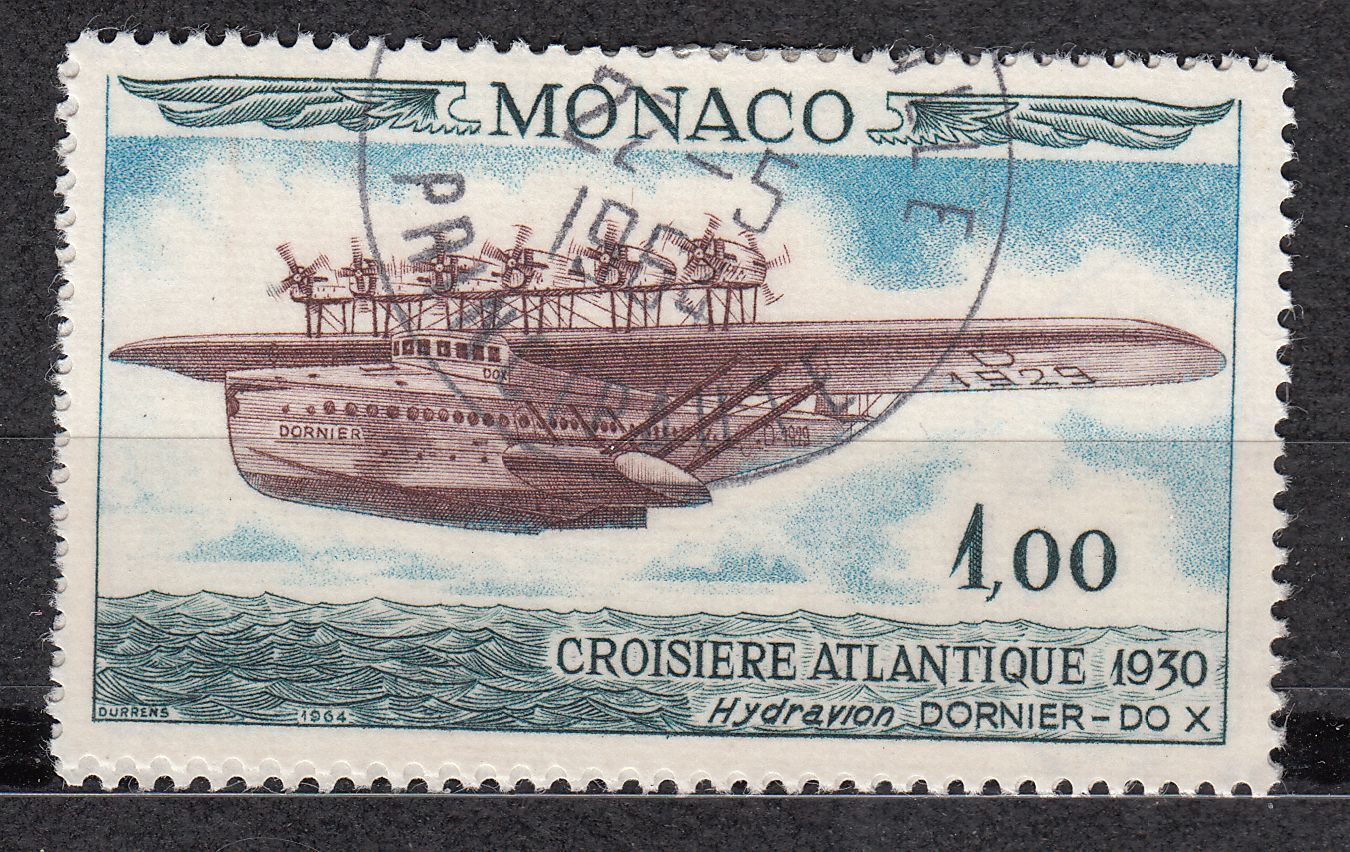 TIMBRE MONACO OBL N 651 AVIATION CROISIERES ATLANTIQUE DU DORNIER DO X 401531151524