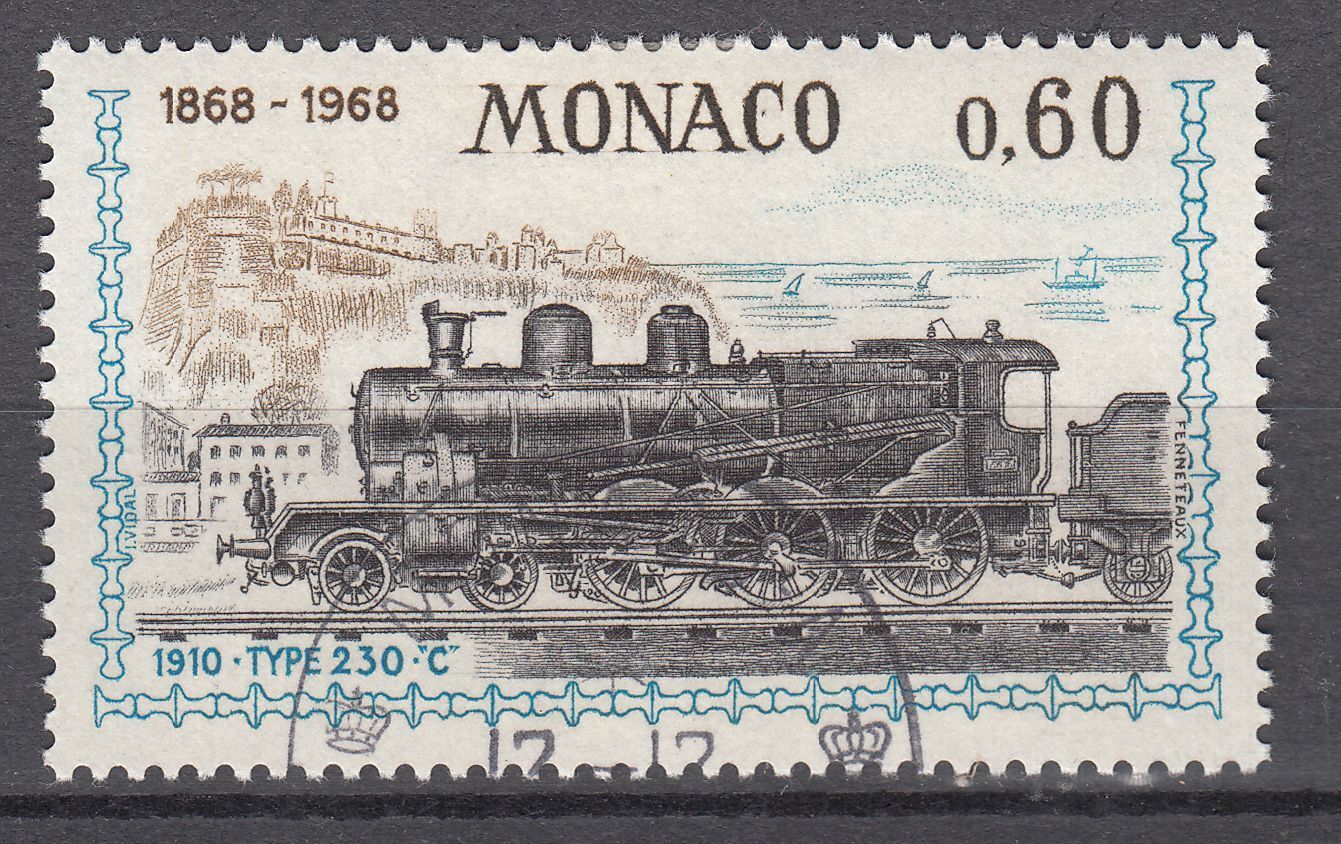 TIMBRE MONACO OBL N 754 LOCOMOTIVES PLM C230 1910 401576088724