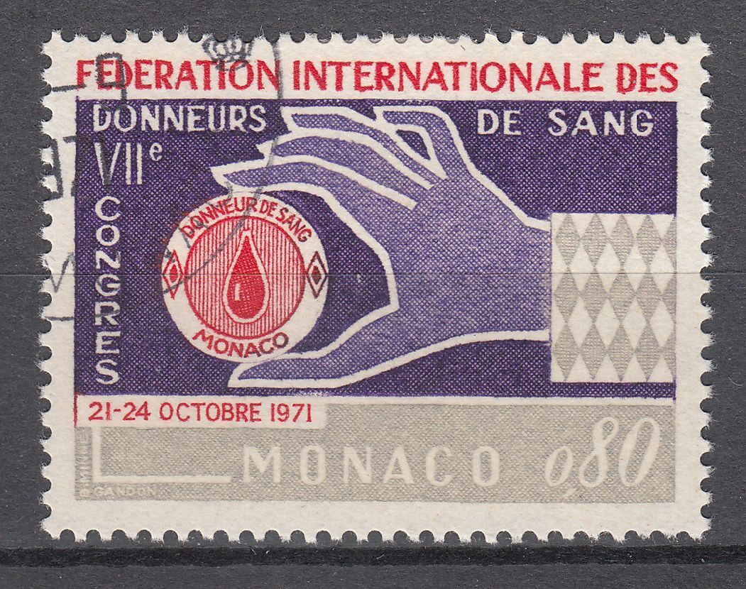 TIMBRE MONACO OBL N 860 EMBLEME DES DONNEURS DE SANG 123323678744