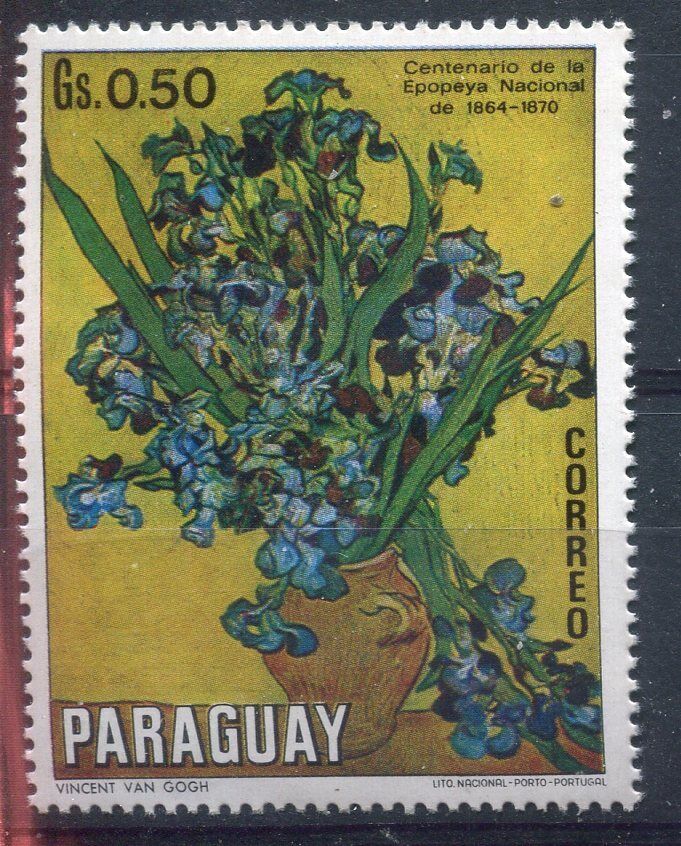 TIMBRE PARAGUAY BOUQUET DE FLEURS 120816644564