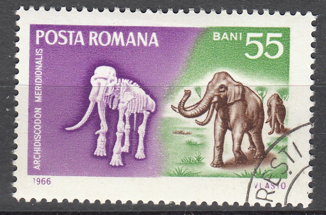 TIMBRE ROUMANIE OBL N 2270 ANIMAUX PREHISTORIQUES DISCODON 401994745974