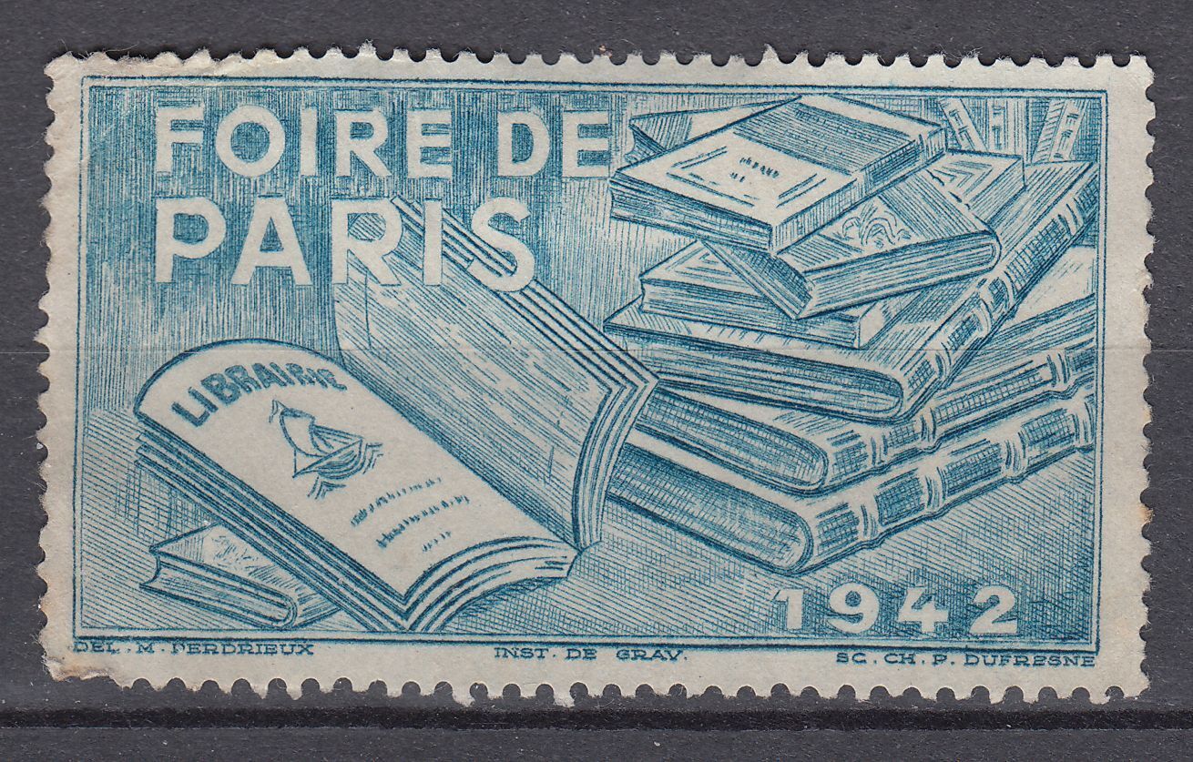 TIMBRE VIGNETTE FOIRE DE PARIS LIBRAIRIE 1942 123529982374