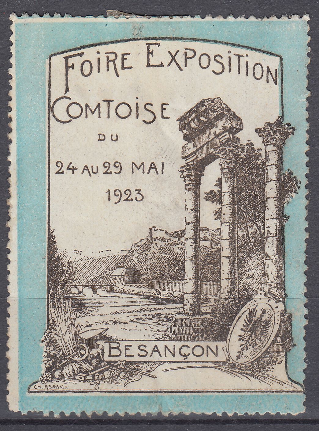 TIMBRE VIGNETTE FOIRE EXPOSITION COMTOISE DU 24 AU 29 MAI 1923 BESANCON 401651969094