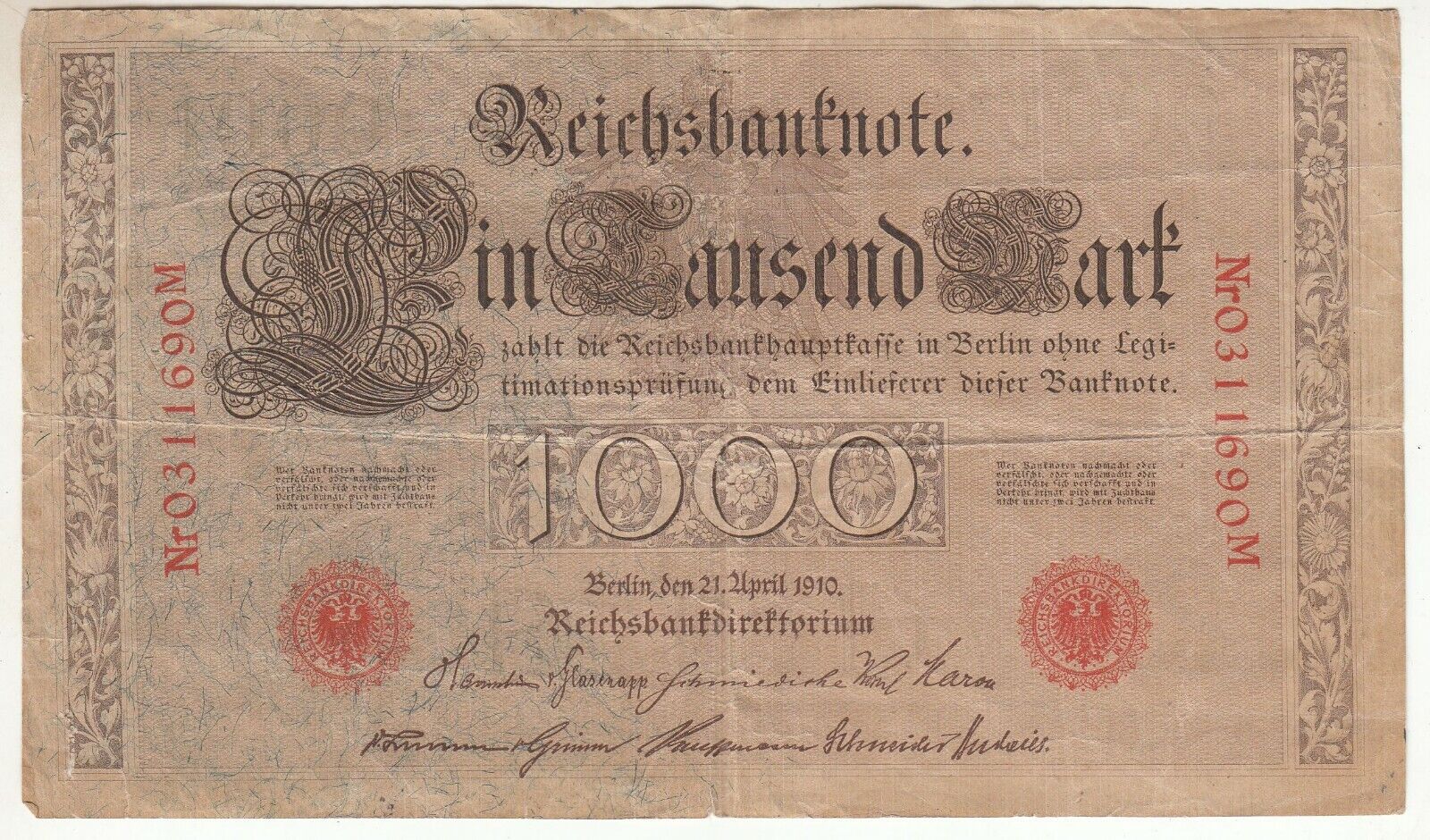 BILLET ALLEMAGNE 1000 MARF 1910 123805033505