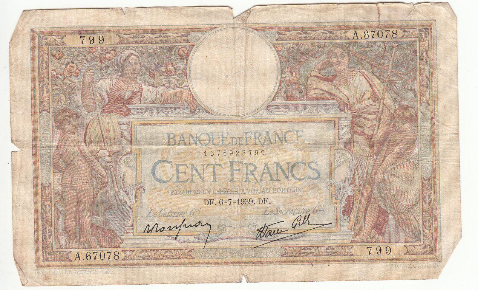 BILLET FRANCE 100 FRANCS MERSON 6 7 1939 DF 401297864765