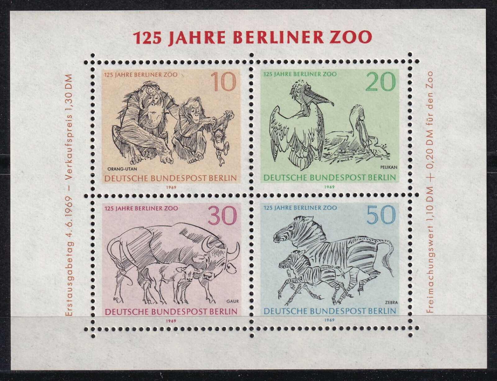 BLOC TIMBRE ALLEMAGNE BERLIN NEUF N 2 125 ANNIVERSAIRE DU ZOO 125105155325