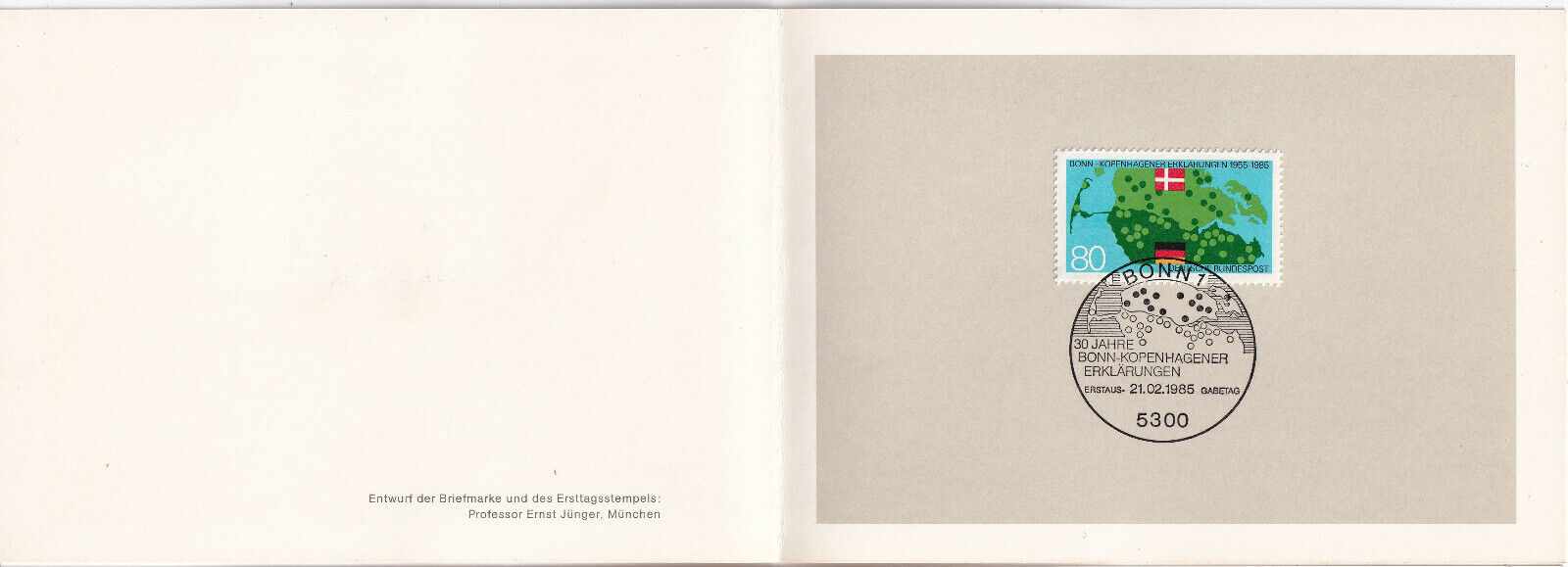 CARTE DEPLIANTE TIMBRE FDC ALLEMAGNE N 1073 DECLARATION BONN COPENHAGUE 403574111175