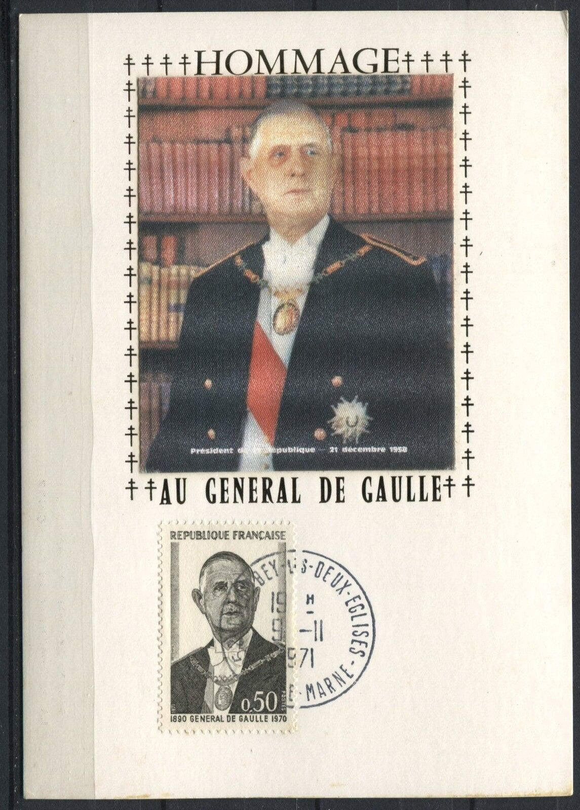 CARTE FDC PREMIER JOUR 9111971 HOMMAGE AU GENERAL DE GAULLE 120881484125