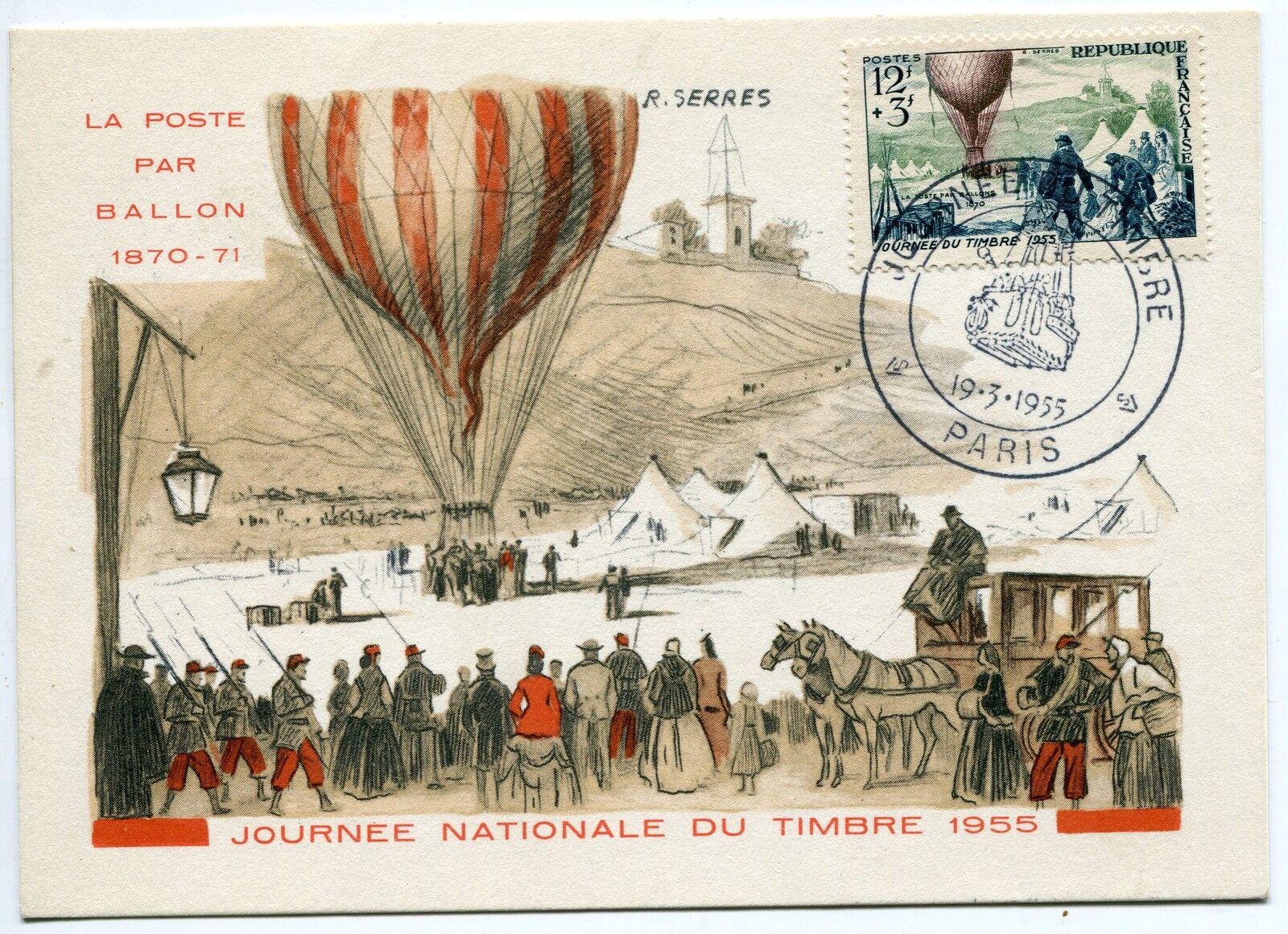 CARTE MAXIMUM 1955 FDC JOURNEE DU TIMBRE PARIS 400331071275