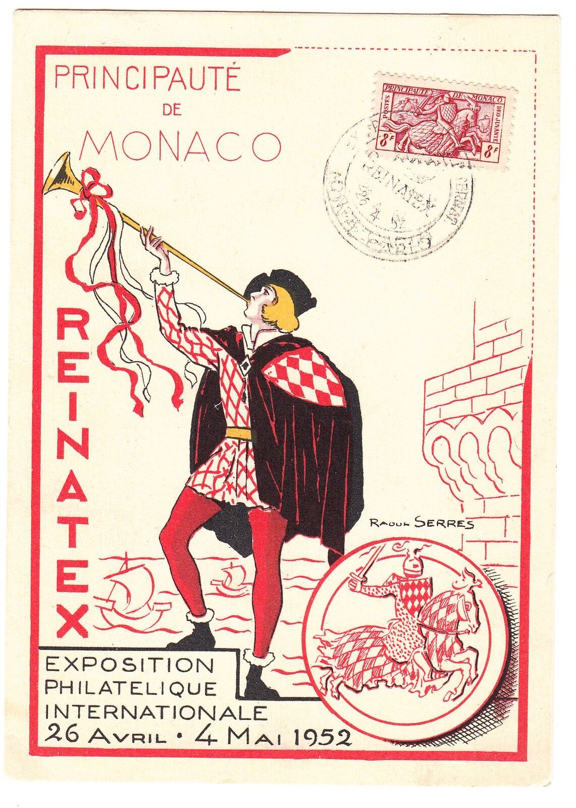 CARTE MAXIMUM TIMBRE MONACO N 373 REINATEX EXPOSITION 1952 PLUS VIGNETTE 401061687505