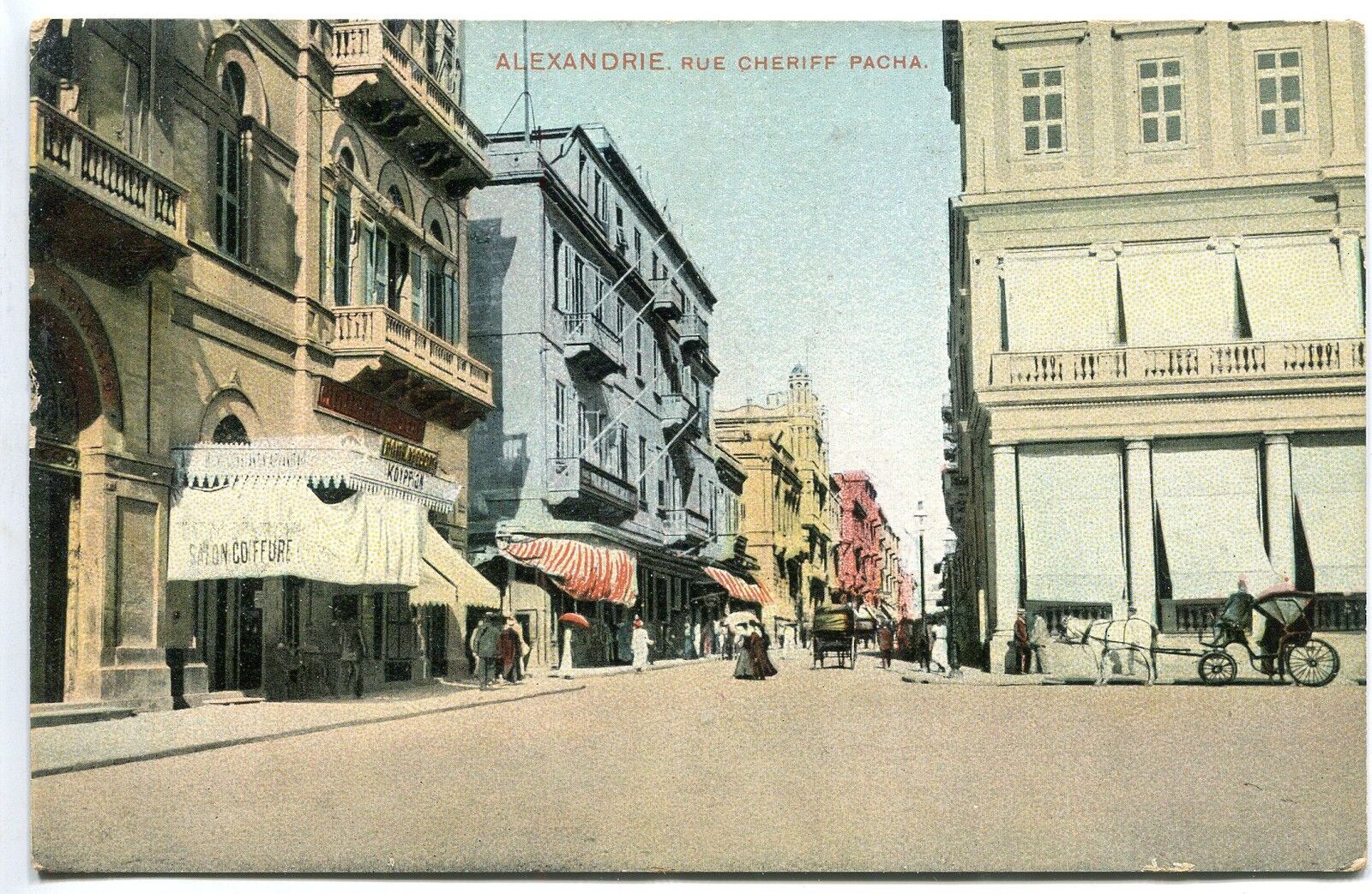 CARTE POSTALE ALEXANDRIE RUE CHERIFF PACHA 1915 400829010965