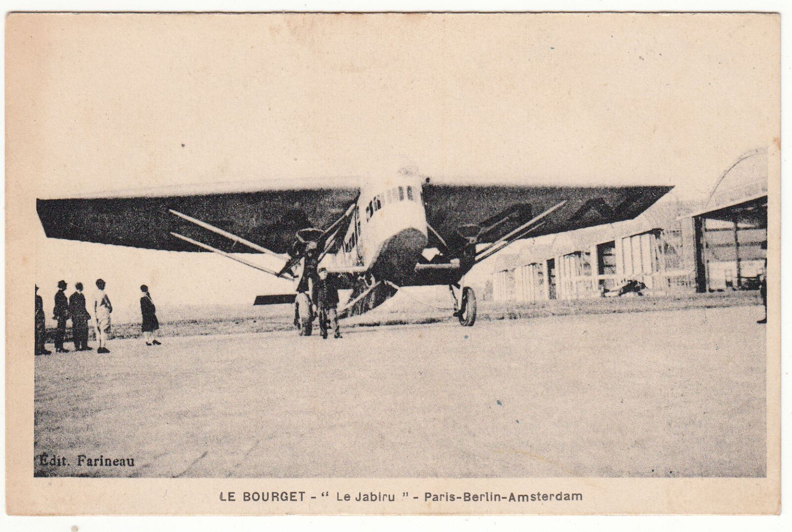 CARTE POSTALE AVIATION LE BOURGET LE JABIRU PARIS BERLIN AMSTERDAM 401256063285