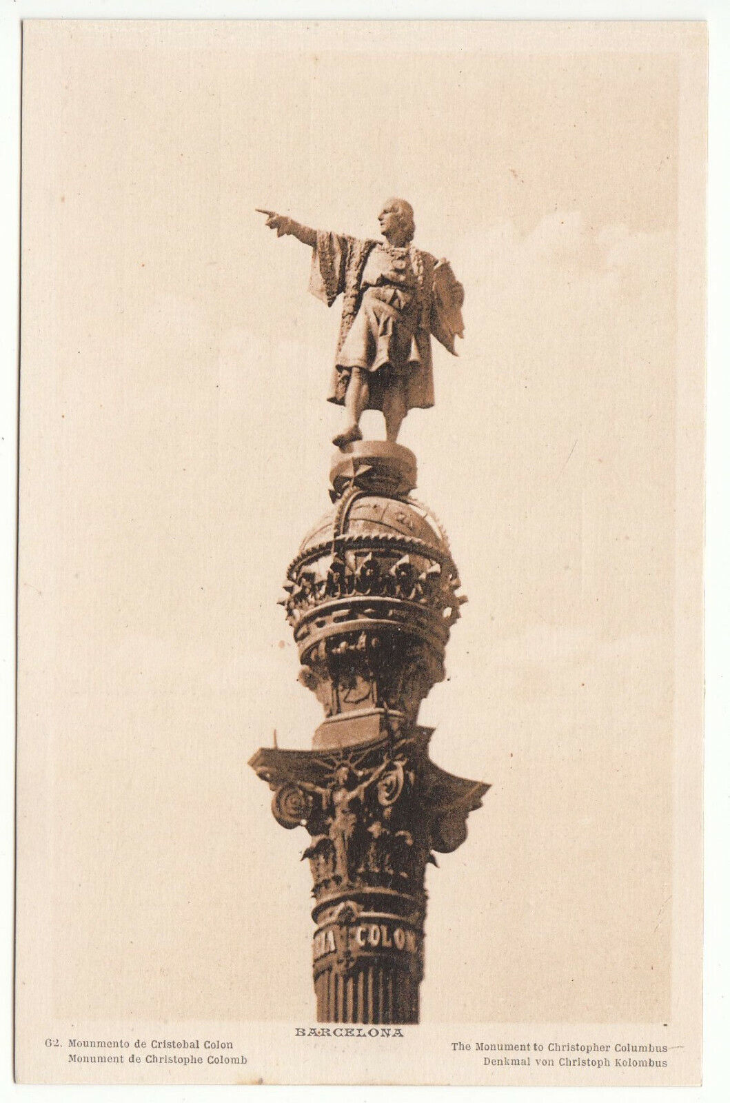 CARTE POSTALE BARCELONA CRISTOBAL COLON CHRISTOPHE COLOMB 401998811485