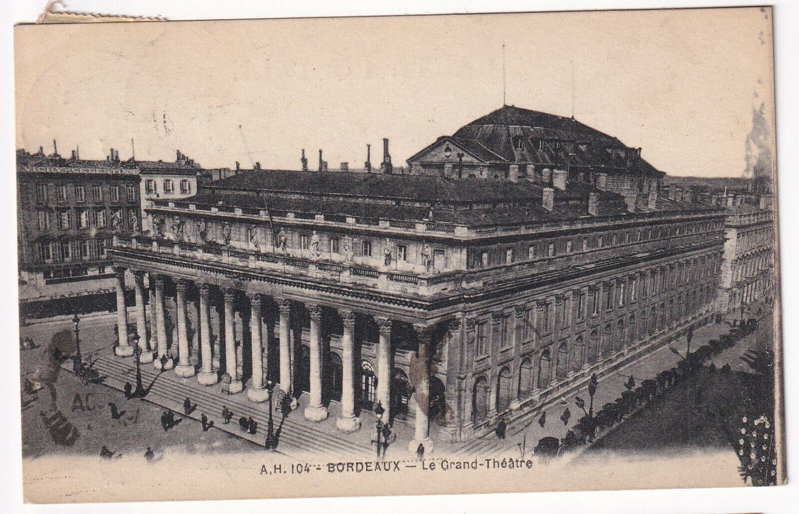 CARTE POSTALE BORDEAUX LE GRAND THEATRE 1923 403481120015