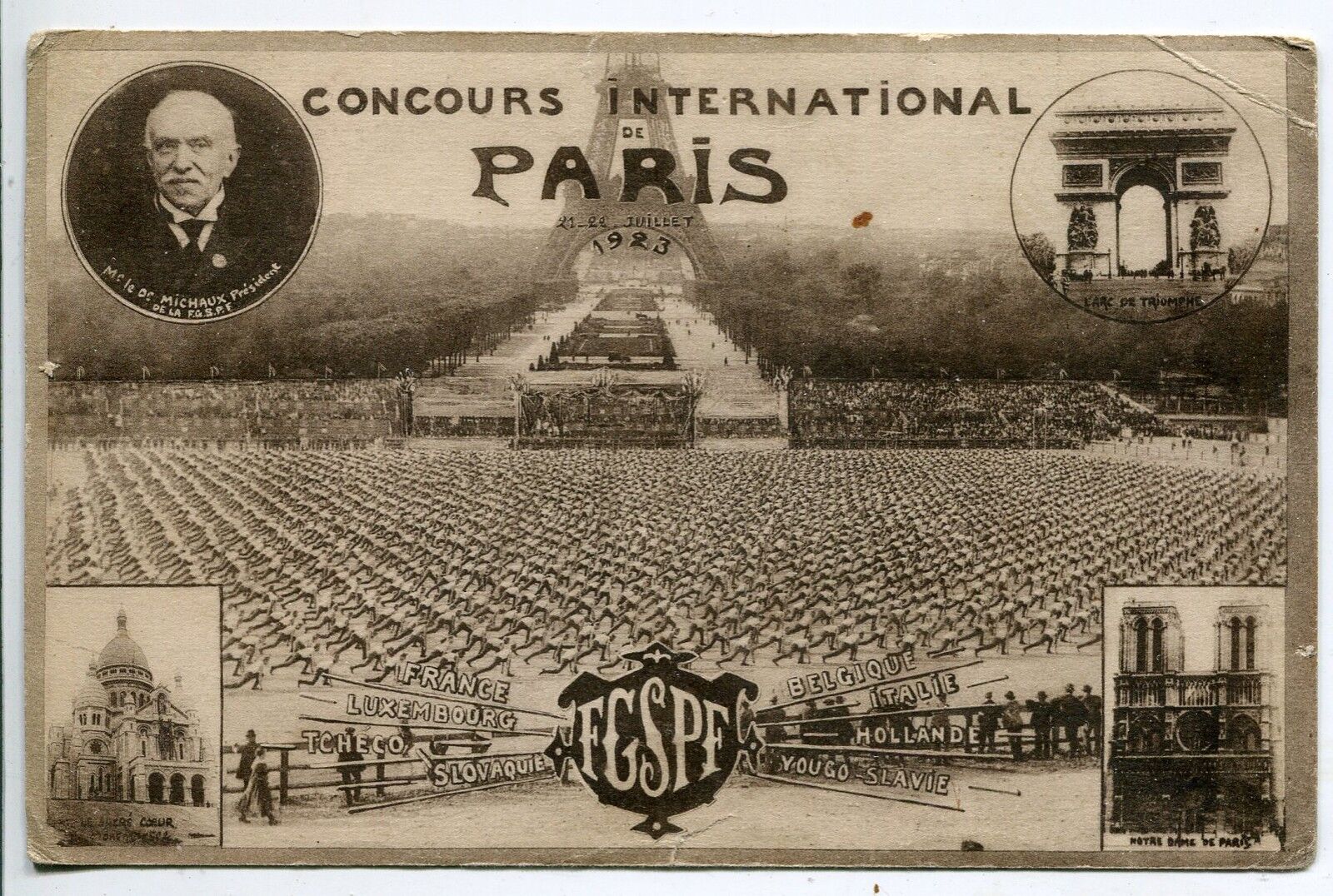 CARTE POSTALE CONCOURS INTERNATIONAL DE PARIS 1923 PLIE D ANGLE 400785609755