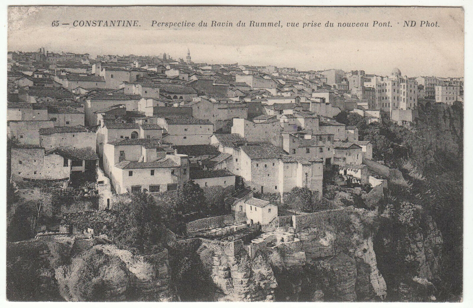 CARTE POSTALE CONSTANTINE PERSPECTIVE DU RAVIN DU RUMMEL VUE PRISE DU NOUVEAU PO 401942753465