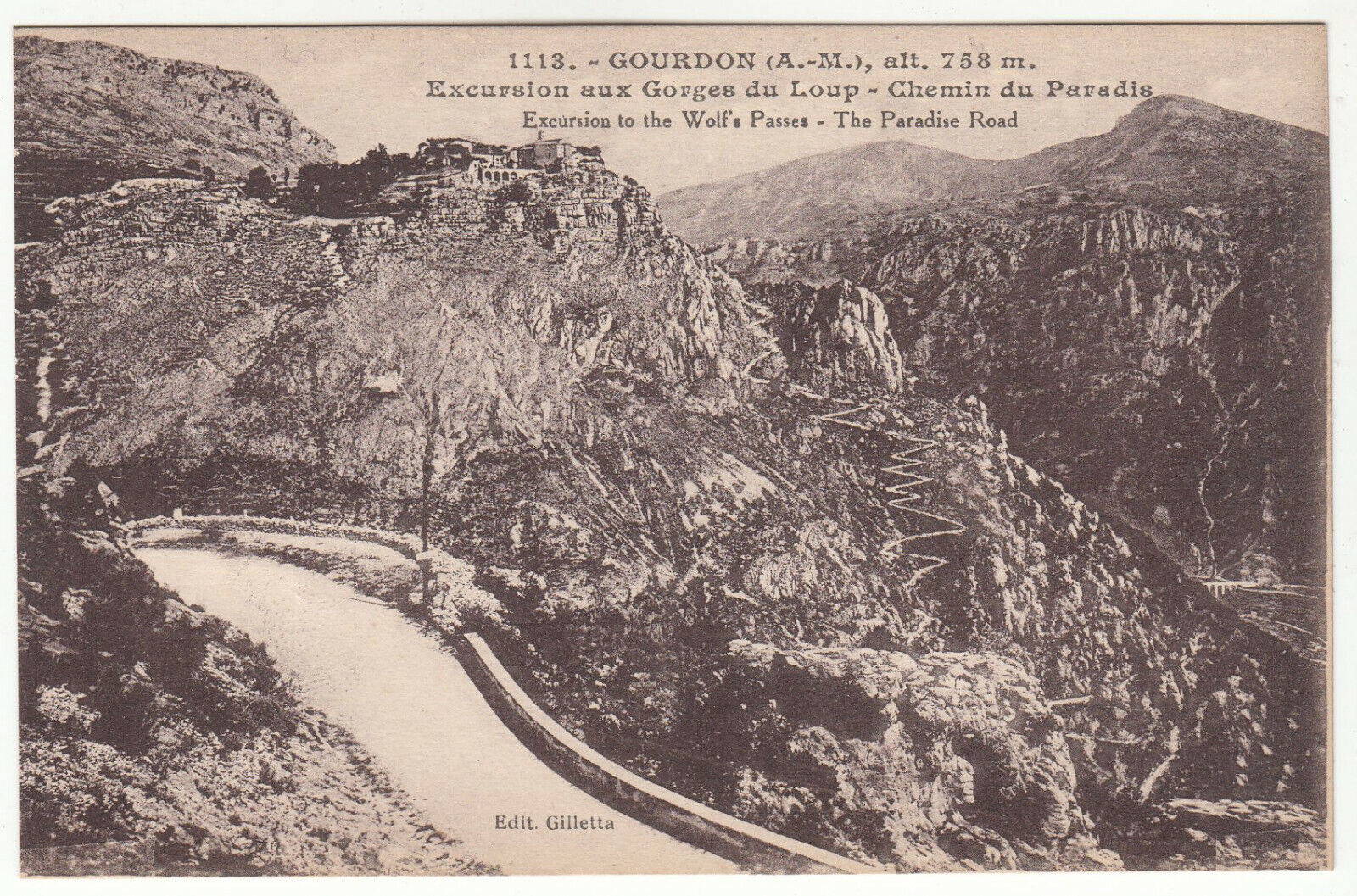 CARTE POSTALE GOURDON EXCURSION AUX GORGES DU LOUP CHEMIN DU PARADIS 401953757725