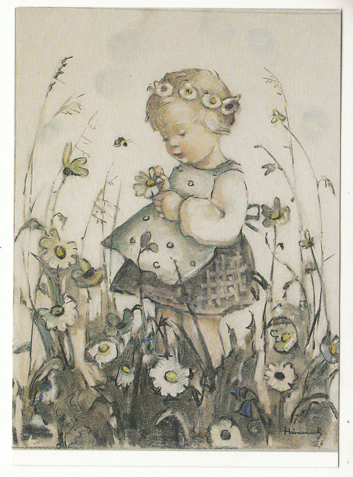 CARTE POSTALE ILLUSTRATEUR HUMMEL GIRL AMIDST MARGUERITES 401484172635