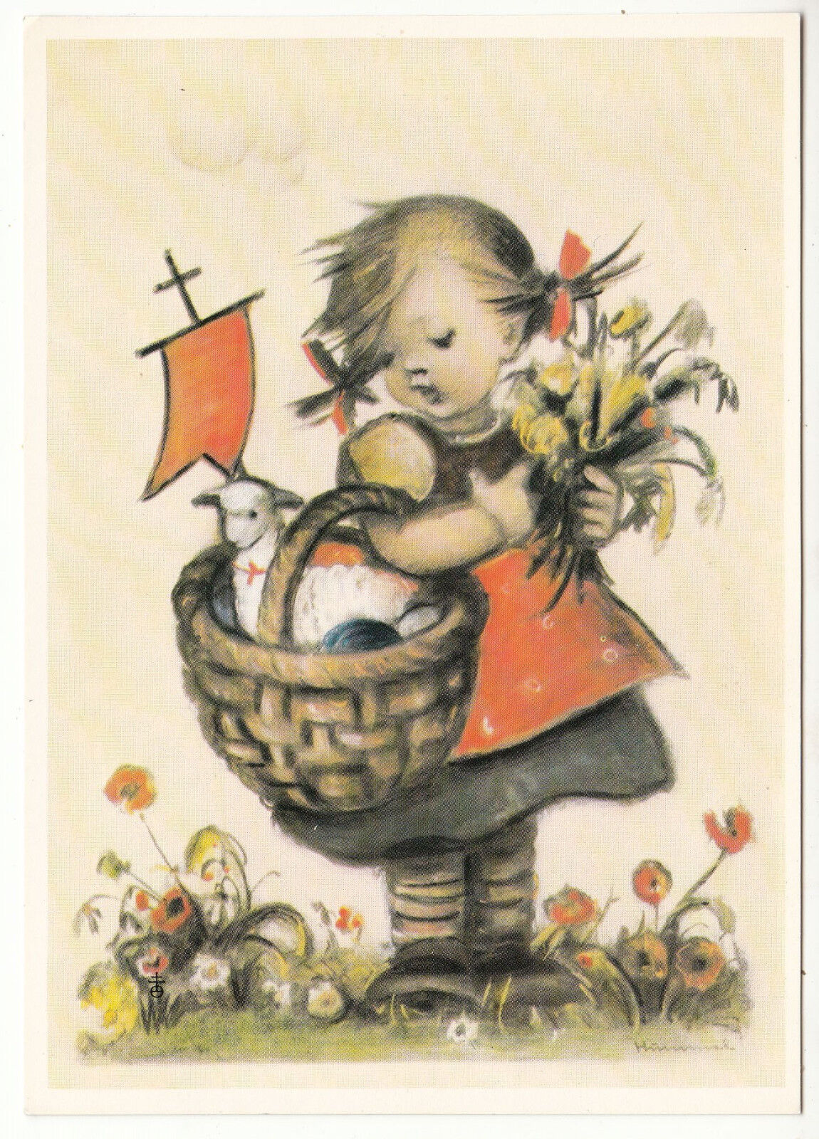 CARTE POSTALE ILLUSTRATEUR HUMMEL N 5205 ENFANT EASTER BASKET 122933201545