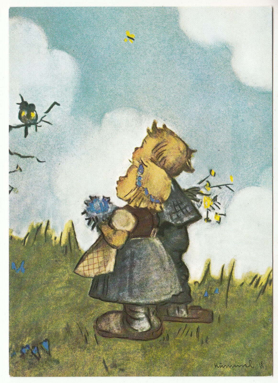 CARTE POSTALE ILLUSTRATEUR HUMMEL  N° 803  ENFANT TWO LITTLE BIRDIES