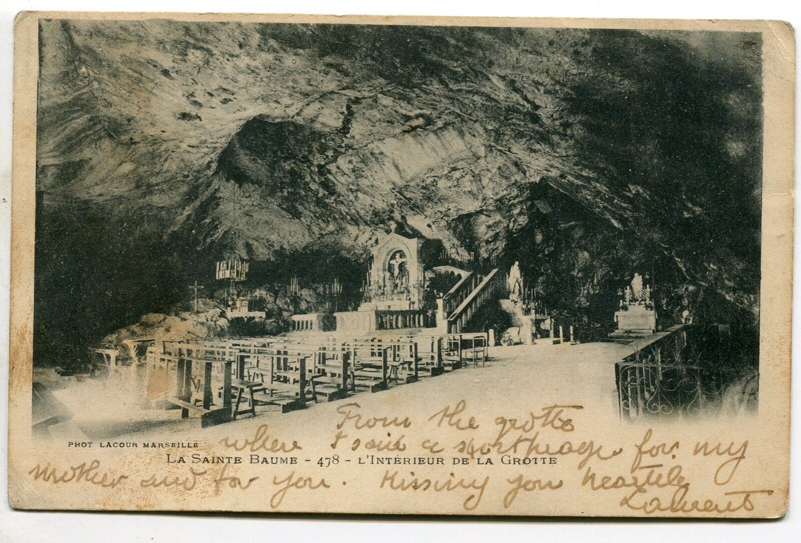 CARTE POSTALE LA SAINTE BAUME L INTERIEUR DE LA GROTTE 1903 400638764525