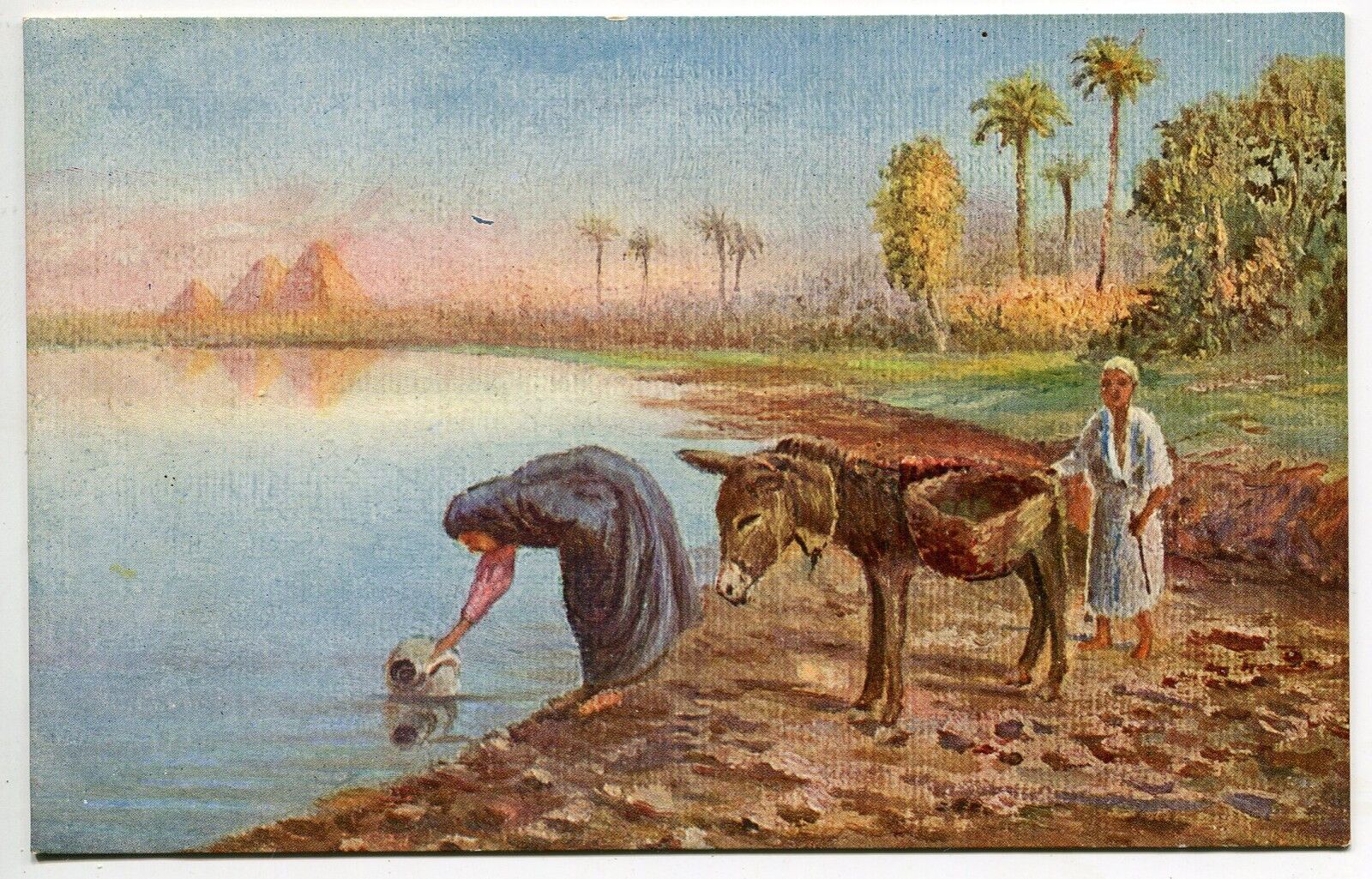 CARTE POSTALE LE CAIRE PAYSAGE PORTEUSE D EAU AU NIL 400684943585