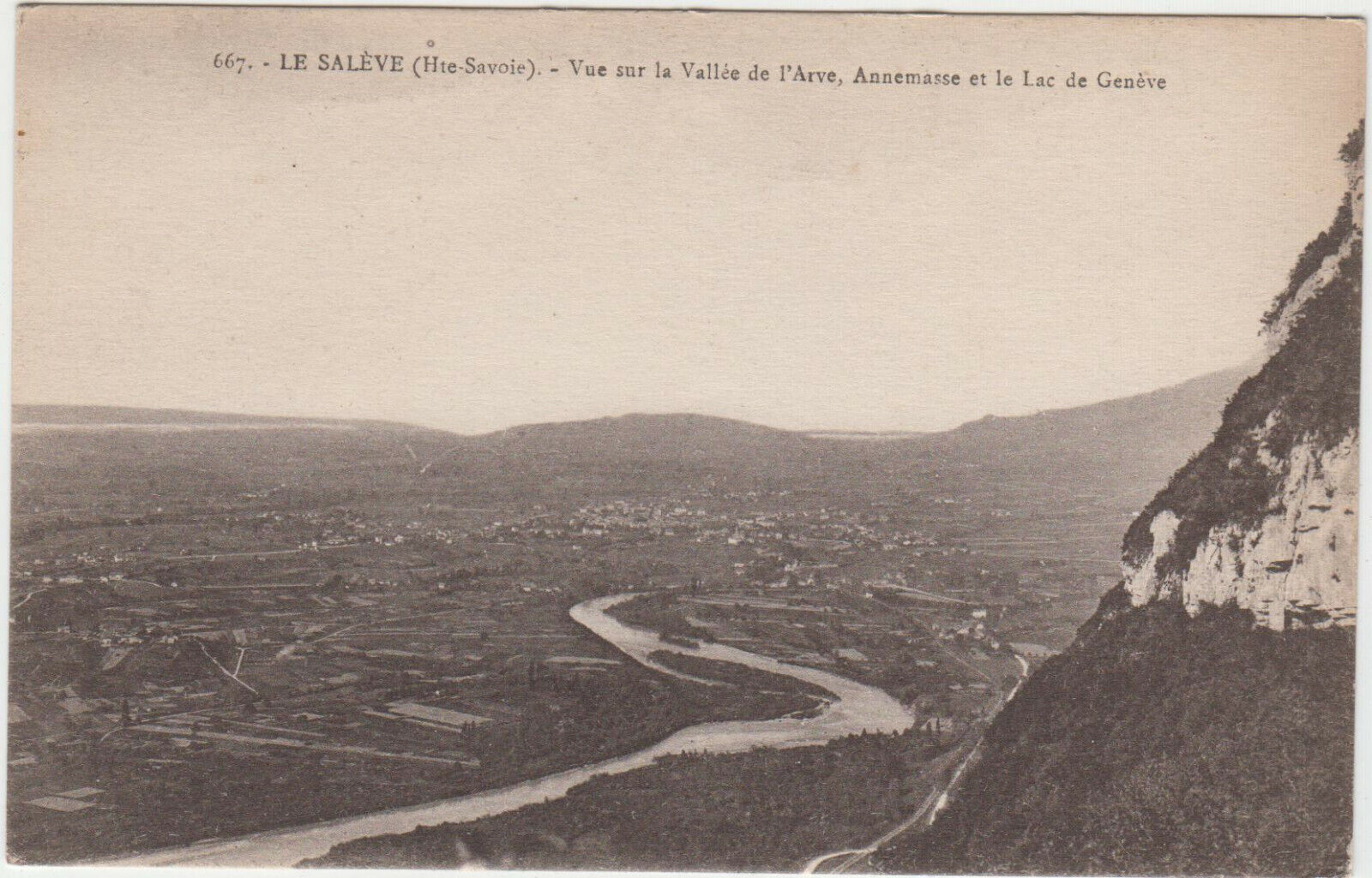 CARTE POSTALE LE SALEVE VUE SUR LA VALLEE DE L ARVE ANNEMASSE LE LAC DE GENEVE 401919491425