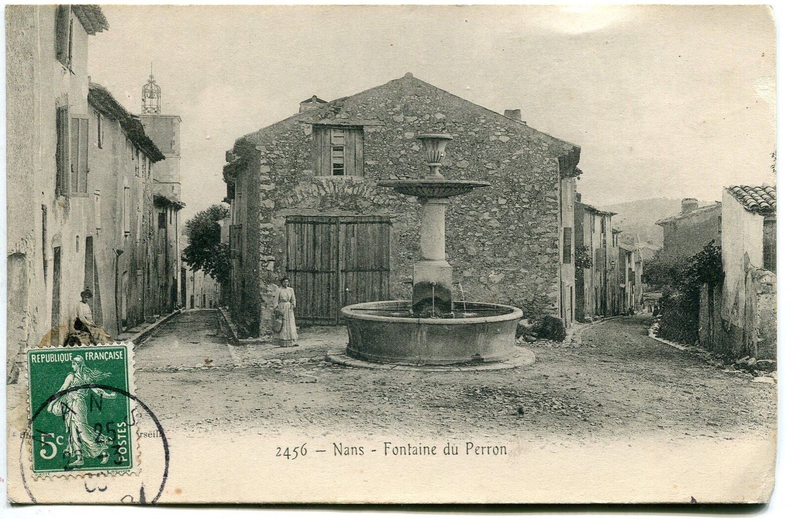 CARTE POSTALE NANS FONTAINE DU PERRON 1909 121247887575