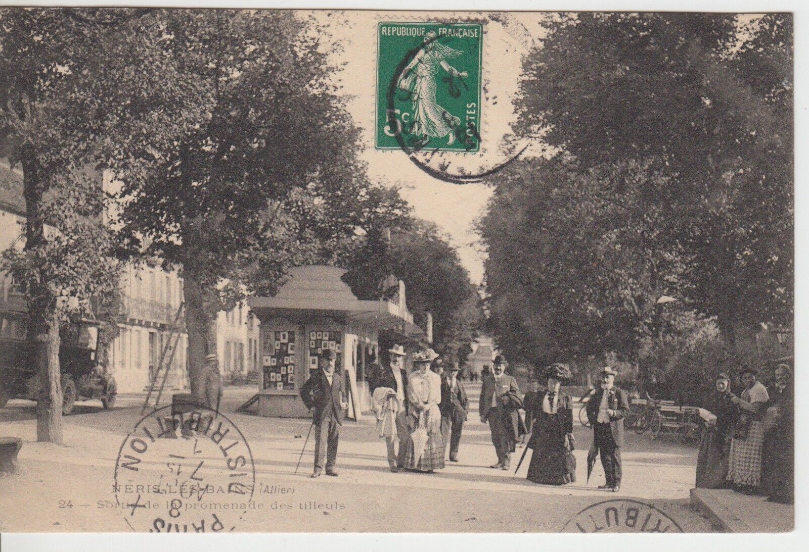 CARTE POSTALE NERIS LES BAINS SORTIE DE LA PROMENADE DES TILLEULS 400806246055