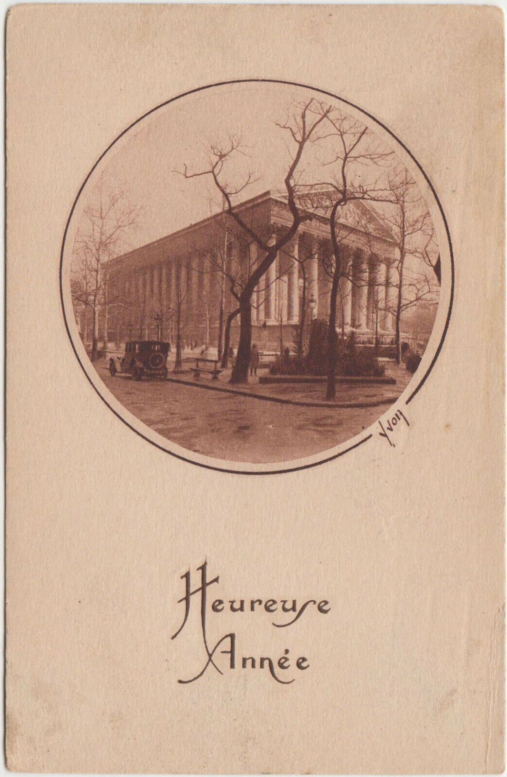 CARTE POSTALE PARIS EGLISE DE LA MADELEINE 1927 HEUREUSE ANNEE 123916737245