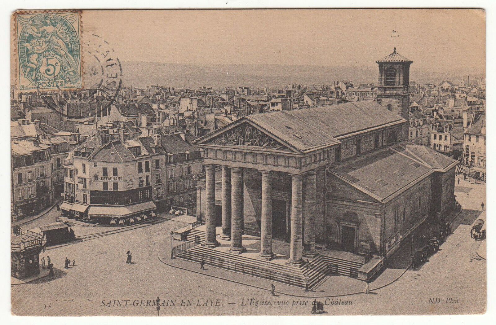 CARTE POSTALE SAINT GERMAIN EN LAYE L EGLISE VUE PRISE DU CHATEAU 123904693655