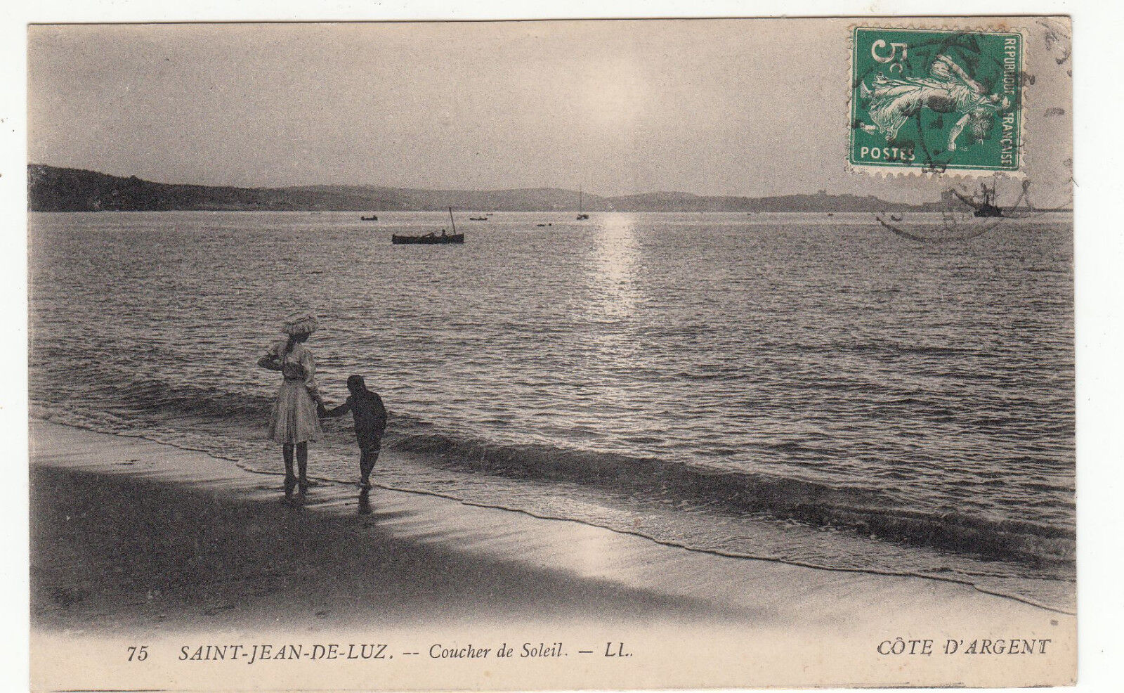 CARTE POSTALE SAINT JEAN DE LUZ COUCHER DE SOLEIL 122358844495