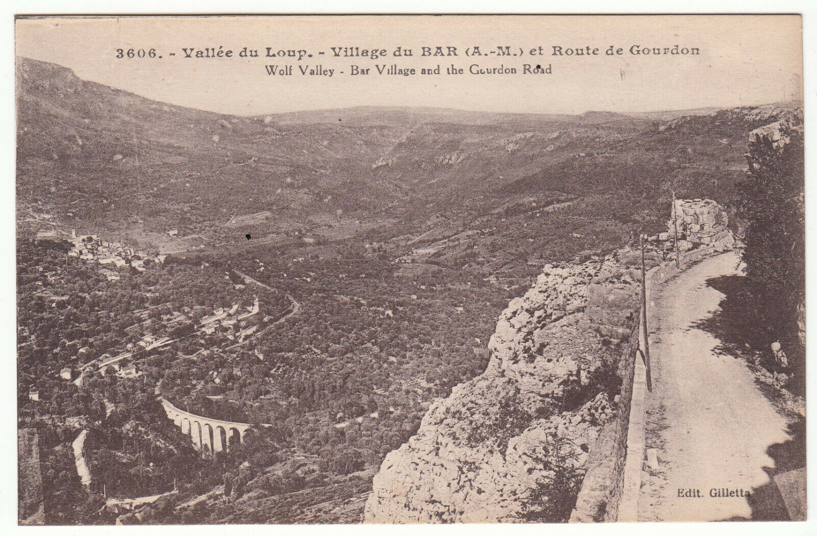 CARTE POSTALE VALLEE DU LOUP VILLAGE DU BAR ET ROUTE DE GOURDON 401953758155