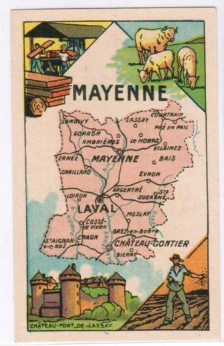 CHROMO GEOGRAPHIE CARTE DEPARTEMENT MAYENNE 110615371495