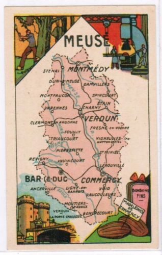 CHROMO GEOGRAPHIE CARTE DEPARTEMENT MEUSE 110615371545